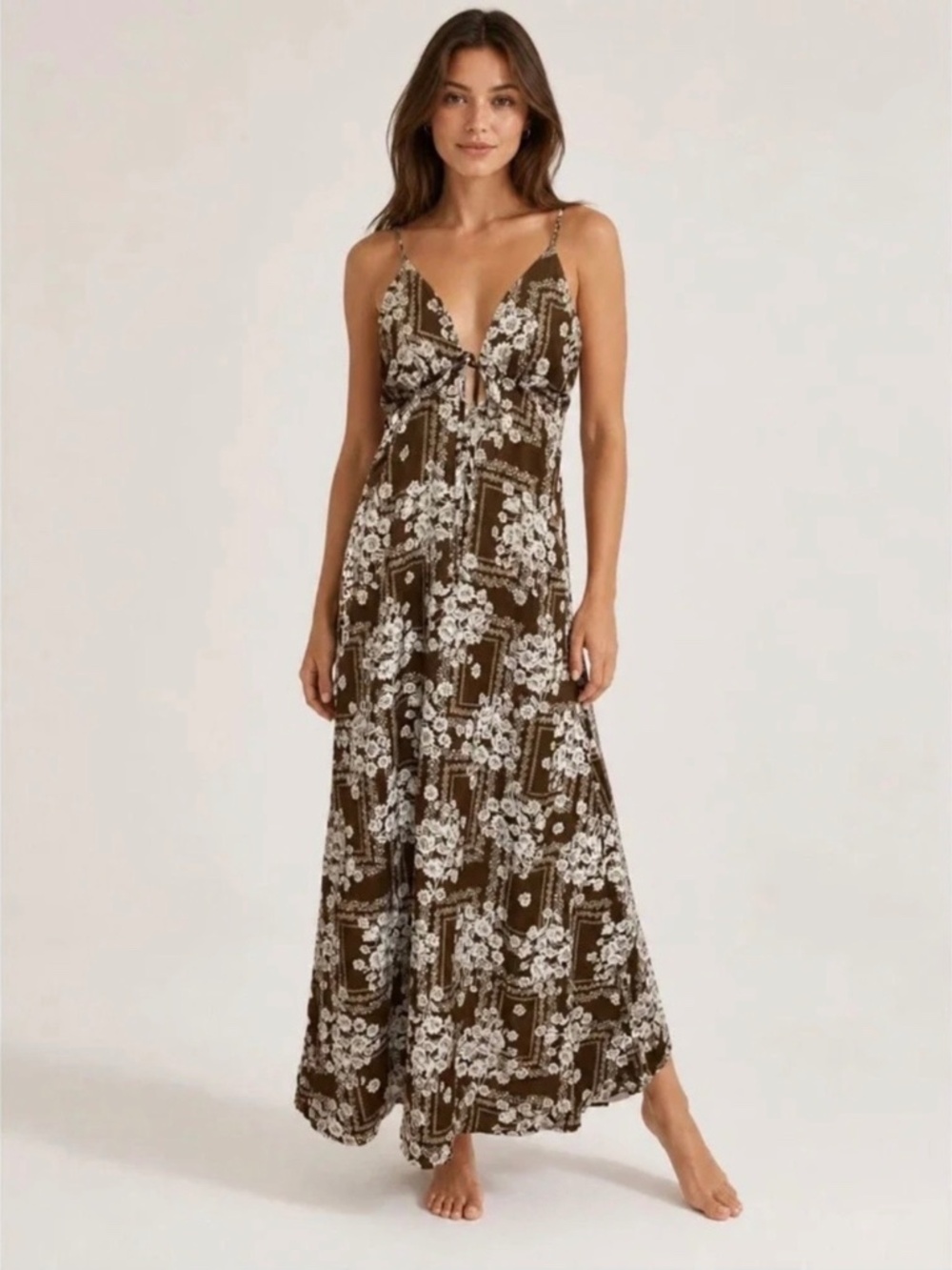 Paper Heart Anthropologie Floral Linen Blend Dress M